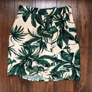 H&M Palm Leaf Print Wrap Mini Skirt